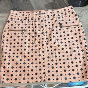 Club Monaco w29 Peachy Tan and Black Patterner Mini Skirt - 0